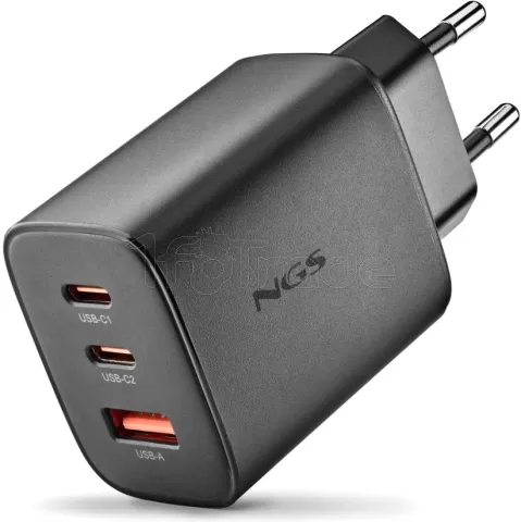 Photo de Chargeur secteur NGS Era 2x USB-C + 1x USB-A 65W (Noir)