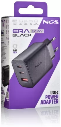 Photo de Chargeur secteur NGS Era 2x USB-C + 1x USB-A 65W (Noir)