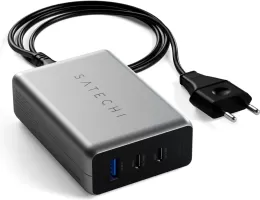 Photo de Chargeur secteur Satechi Compact GaN Charger 1x port USB-A + 2x port USB-C 100W (Argent)