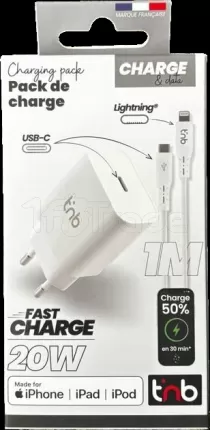 Photo de Chargeur secteur T'nB 1x port USB-C 20W (Blanc)