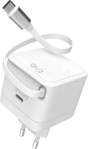 Photo de Chargeur secteur T'nB Tug'n Block 2x USB-C avec câble rétractable 35W (Blanc)