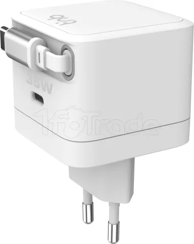 Photo de Chargeur secteur T'nB Tug'n Block 2x USB-C avec câble rétractable 35W (Blanc)
