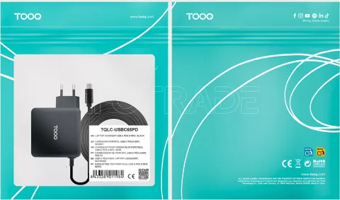 Photo de Chargeur secteur TooQ TQLC-USBC65PD 1x USB-C + 1x USB-A 65W (Noir)