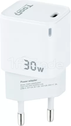Photo de Chargeur secteur TooQ TQWC-GANPD30 1 port USB-C 30W (Blanc)