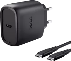 Photo de Chargeur secteur Trust Maxo 1x port USB-C - 45W- Cable 2m inclus (Noir)