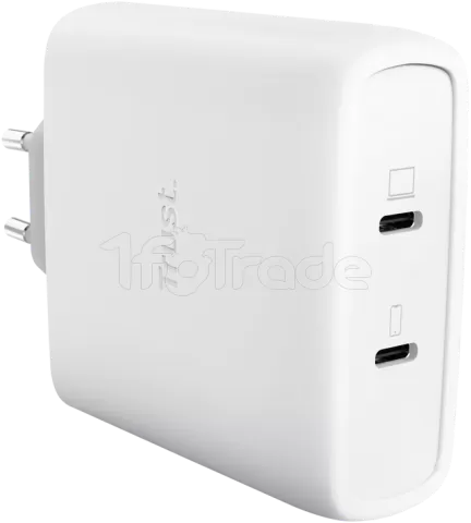 Photo de Chargeur secteur Trust Maxo 2x port USB-C - 100W (Blanc)