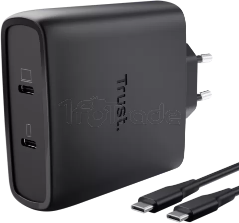 Photo de Chargeur secteur Trust Maxo 2x port USB-C - 100W (Noir)