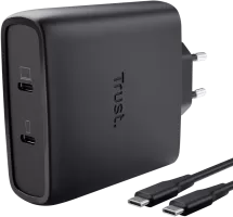 Photo de Chargeur secteur Trust Maxo 2x port USB-C - 100W (Noir)
