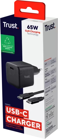 Photo de Chargeur secteur Trust Maxo USB-C 65W avec cable (Noir)