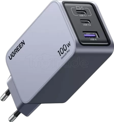 Photo de Chargeur secteur Ugreen Nexode Pro 2x USB-C + USB-A + cable USB-C 100W (Gris)