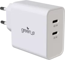 Photo de Chargeur secteur Universel Green-e 2x USB-C - 65W (Blanc)