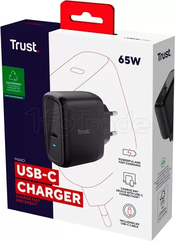 Photo de Chargeur secteur Universel Trust Maxo USB-C - 65W - Cable 2m inclus (Noir)