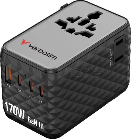 Photo de Chargeur secteur universel Verbatim Charge 'n' Travel Diamond 1x USB-A + 3x USB-C 170W (Noir)