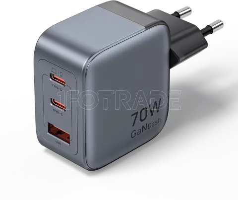 Photo de Chargeur secteur Vention 2x USB-C + 1x USB-A 70W (Gris)