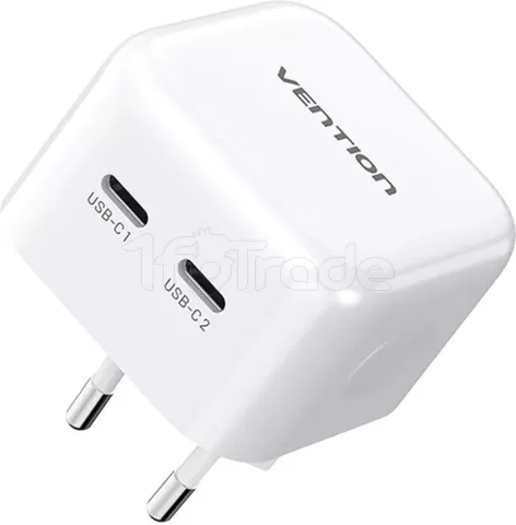 Photo de Chargeur secteur Vention GaN 2x USB-C 35W (Blanc)