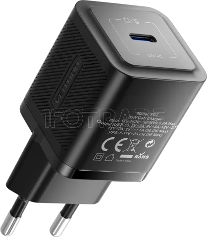 Photo de Chargeur secteur Vention GaN USB-C 30W (Noir)