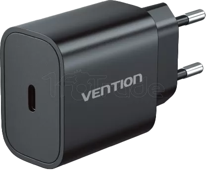 Photo de Chargeur secteur Vention USB-C + Cable USB-C vers Lightning 1m 20W (Noir)