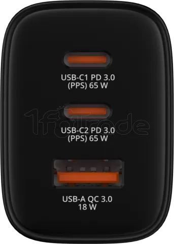 Photo de Chargeur secteur Verbatim Essentials GaN 2x USB-C + 1x USB-A 65W (Noir)
