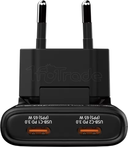 Photo de Chargeur secteur Verbatim Fold'n'Go GaN 2x USB-C 65W (Noir)