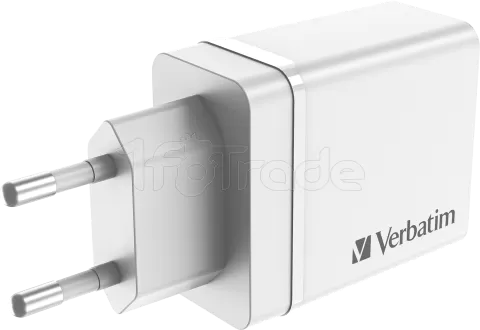 Photo de Chargeur secteur Verbatim GaN 3x ports USB-A + 1x port USB-C 30W (Blanc)