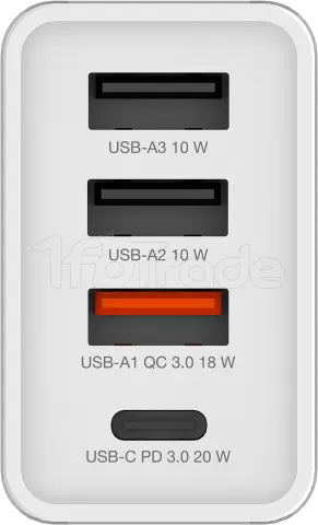 Photo de Chargeur secteur Verbatim GaN 3x ports USB-A + 1x port USB-C 30W (Blanc)