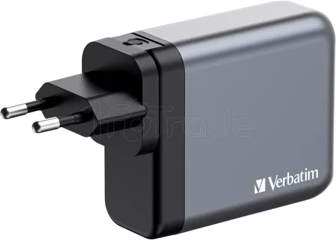 Photo de Chargeur secteur Verbatim GNC 1x port USB-A + 3x ports USB-C 140W (Noir)