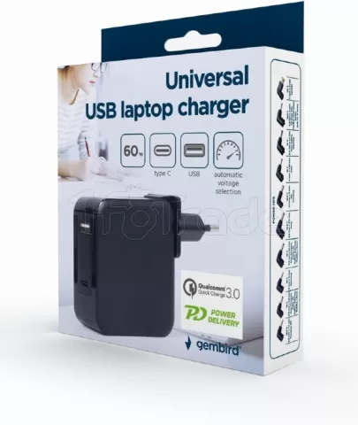 Photo de Chargeur universel Gembird pour ordinateur portable 60W (10 embouts)