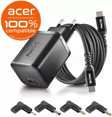 Photo de Chargeur universel NGS Bud USB-C pour ordinateur portable Acer 65W - 3 embouts