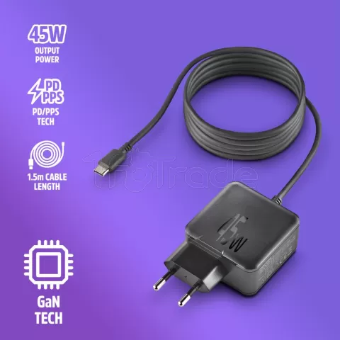 Photo de Chargeur universel NGS pour ordinateur portable Eon 45W (USB Type C)