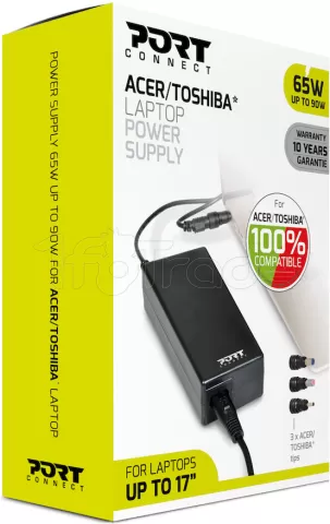 Photo de Chargeur universel Port Designs compatible Acer/Toshiba 65W - 3 embouts