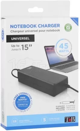Photo de Chargeur universel T'nB pour ordinateur portable 45W (Noir)
