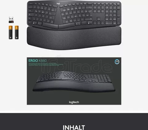 Photo de Clavier Ergonomique sans fil Logitech K860 (Noir)