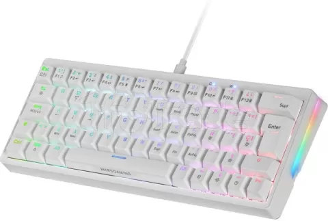 Photo de Clavier Gamer mécanique (Blue Switch) Mars Gaming MKMiniPro TKL RGB (Blanc)