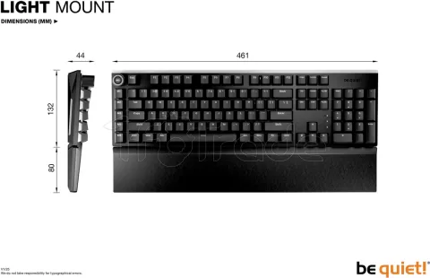 Photo de Clavier Gamer mécanique (Silent Linear) be quiet! Light Mount RGB (Noir)