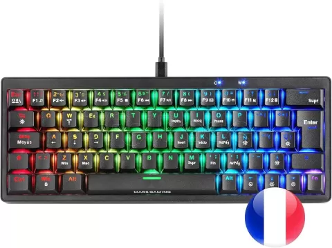 Photo de Clavier Gamer mécanique (Yellow Silent) Mars Gaming MKMiniPro RGB (Noir)