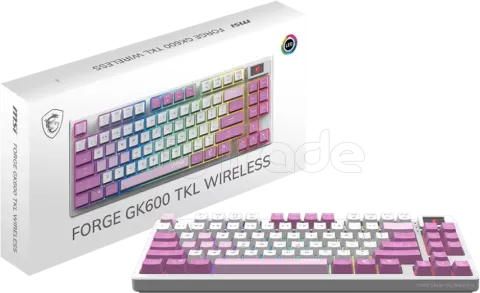 Photo de Clavier Gamer sans fil Bluetooth mécanique MSI Forge GK600 TKL RGB (Blanc/Violet)
