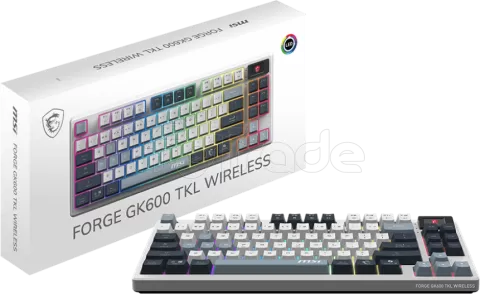 Photo de Clavier Gamer sans fil Bluetooth mécanique MSI Forge GK600 TKL Sky RGB (Blanc)