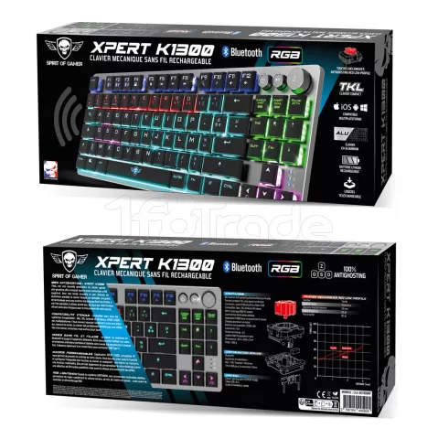 Clavier Mécanique San fil Spirit of Gamer K1300 / RGB