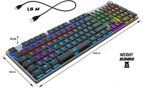 Photo de Clavier Gamer sans fil Bluetooth mécanique (Red Low Profile) Spirit of Gamer Xpert K1500 RGB (Argent)