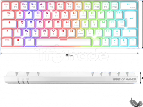 Photo de Clavier Gamer sans fil Bluetooth mécanique (Red Switch) Spirit of Gamer Xpert K200 TKL RGB (Blanc)