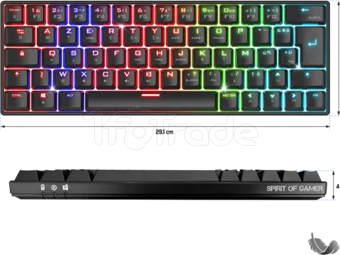 Photo de Clavier Gamer sans fil Bluetooth mécanique (Red Switch) Spirit of Gamer Xpert K200 TKL RGB (Noir)