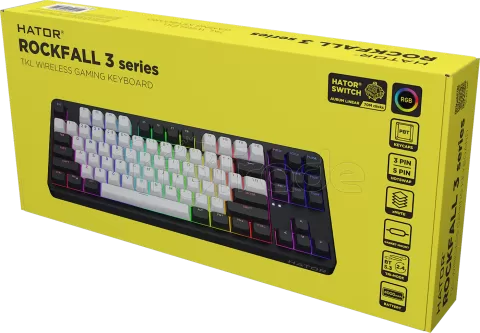 Photo de Clavier Gamer sans fil mécanique (Hator Aurum Linear) Hator Rockfall 3 TKL RGB (Noir)