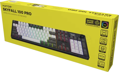 Photo de Clavier Gamer sans fil mécanique (Hator Aurum Linear) Hator Skyfall 100 Pro RGB (Noir/Blanc)