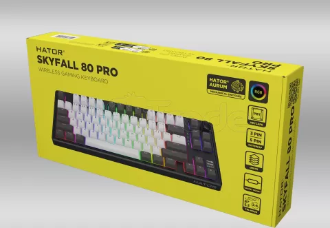 Photo de Clavier Gamer sans fil mécanique (Hator Aurum Linear) Hator Skyfall 80 Pro TKL RGB (Noir)