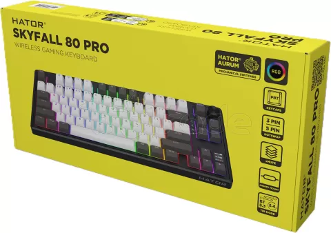 Photo de Clavier Gamer sans fil mécanique (Hator Aurum Linear) Hator Skyfall 80 Pro TKL RGB (Noir)