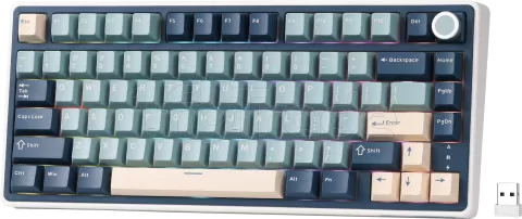 Photo de Clavier Gamer sans fil mécanique (Kailh Silver) RK Royal Kludge R75 RGB (Bleu/Blanc)