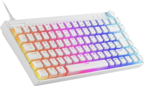 Photo de Clavier sans fil Bluetooth mécanique (Outemu SQ Pro Blue) Mars Gaming MK Cloud RGB (Blanc)