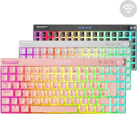 Photo de Clavier sans fil Bluetooth mécanique (Outemu SQ Pro Blue) Mars Gaming MK Cloud RGB (Rose)