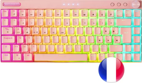 Photo de Clavier sans fil Bluetooth mécanique (Outemu SQ Pro Brown) Mars Gaming MK Cloud RGB (Rose)