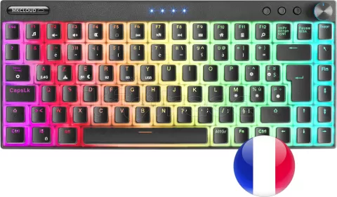 Photo de Clavier sans fil Bluetooth mécanique (Outemu SQ Pro Red) Mars Gaming MK Cloud RGB (Noir)